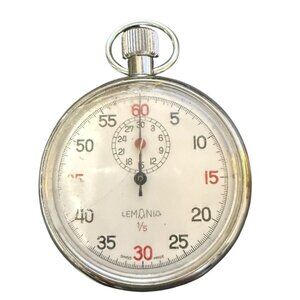 LEMANIA Vintage Stopwatch WORKS Broken Crystal